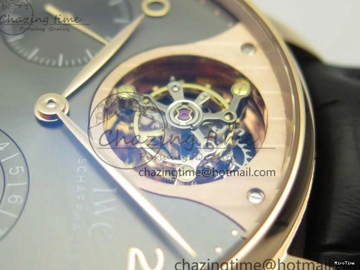 MIROTIME 0116 Portuguese Tourbillon IW5046 RG ZF Best Edition Gray Dial on Black Leather Strap SmoothTexture 7142